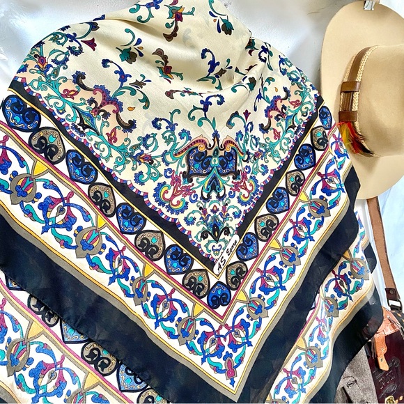 Farmhouse folk vintage floral boho scarf/wrap w southwestern prairie vibe - Picture 6 of 16